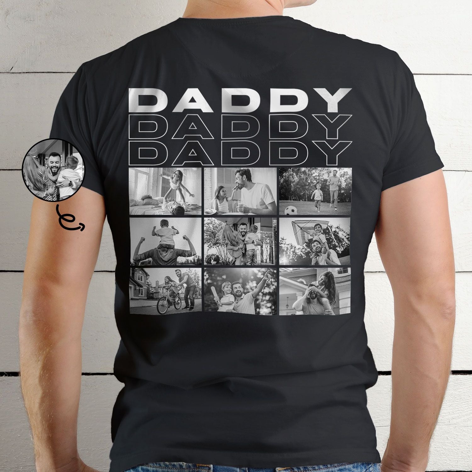 Custom Photo B&W - Gift For Father - Personalized T Shirt