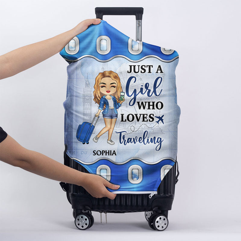 Just A Girl Boy Who Loves Traveling - Gift For Traveling Lovers - Personalized Custom Luggage Cover