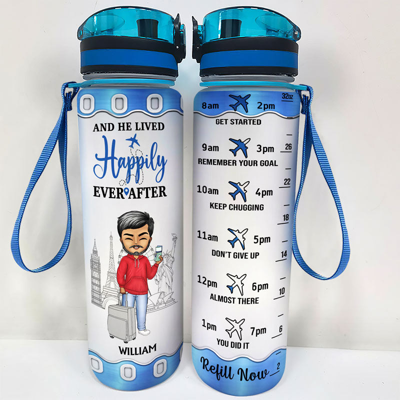 Just A Girl Boy Who Loves Traveling - Gift For Traveling Lovers - Personalized Custom Water Tracker Bottle