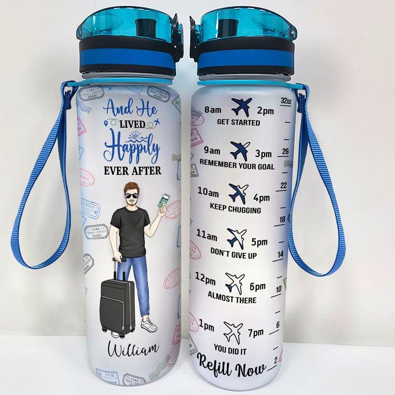 Just A Girl Boy Who Loves Traveling Cruising - Gift For Travel Lovers - Personalized Custom Water Tracker Bottle