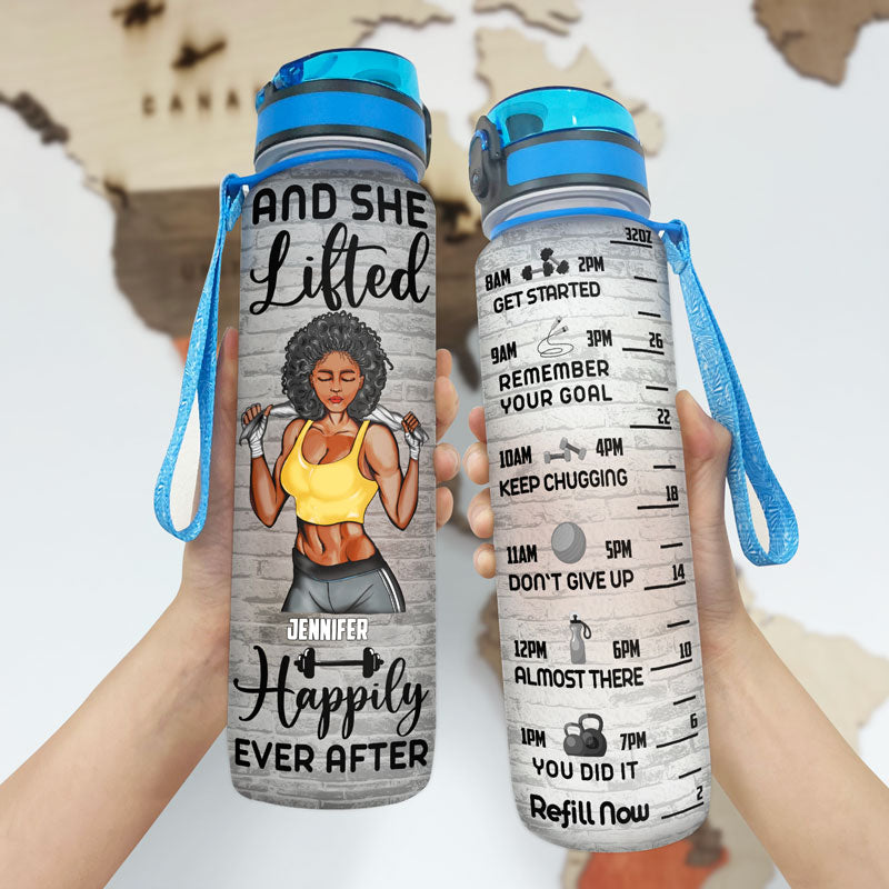 Fitness Girl Just A Girl With Goals - Gift For Gymer - Personalized Custom Water Tracker Bottle