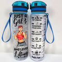 Fitness Girl Just A Girl With Goals - Gift For Gymer - Personalized Custom Water Tracker Bottle