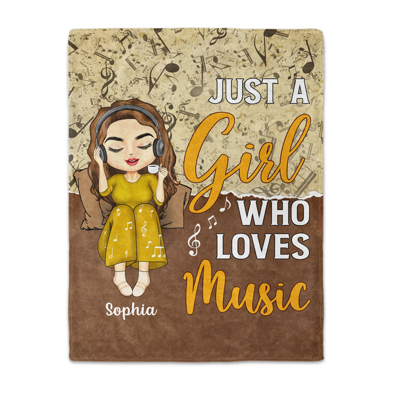 Just A Girl Who Loves Music - Gift For Yourself - Personalized Custom Fleece Blanket