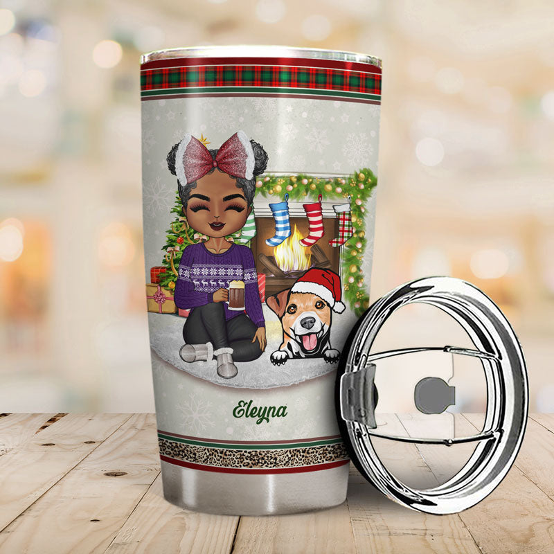 Just A Girl Boy Who Loves Dogs Cats And Christmas - Christmas Gift For Pet Lovers - Personalized Custom Tumbler