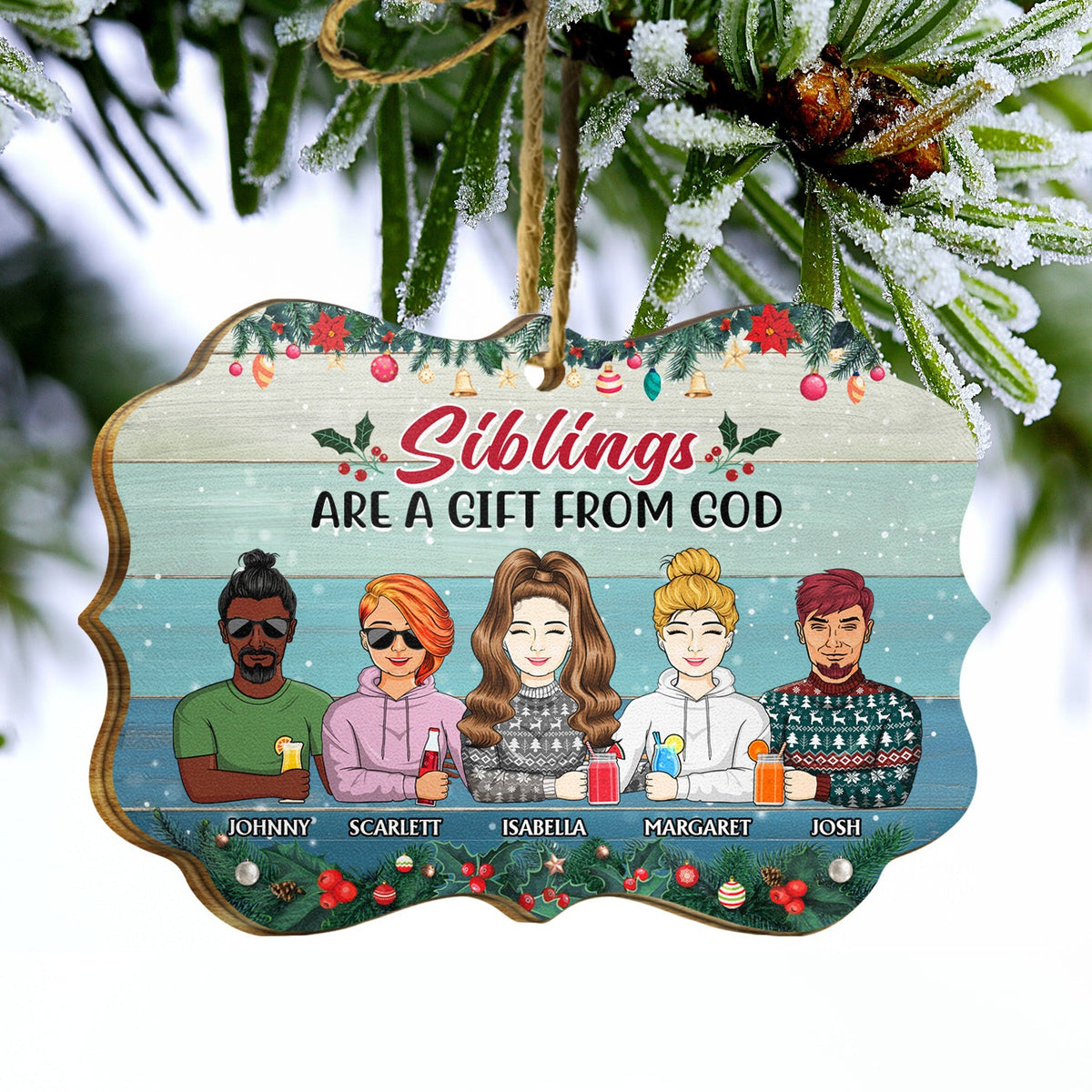 Side By Side Or Miles Apart Family - Christmas Gift - Personalized Wooden Ornament