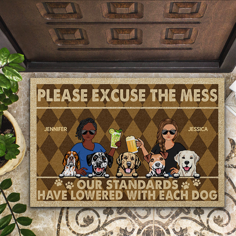 Please Excuse The Mess Our Standards Have Lowered With Each Dog Couple Husband Wife - Gift For Dog Lovers - Personalized Custom Doormat