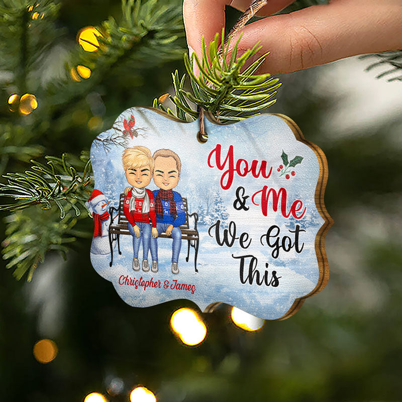 Christmas Family Chibi Couple Annoying Each Other Since - Gift For Couples - Personalized Custom Wooden Ornament