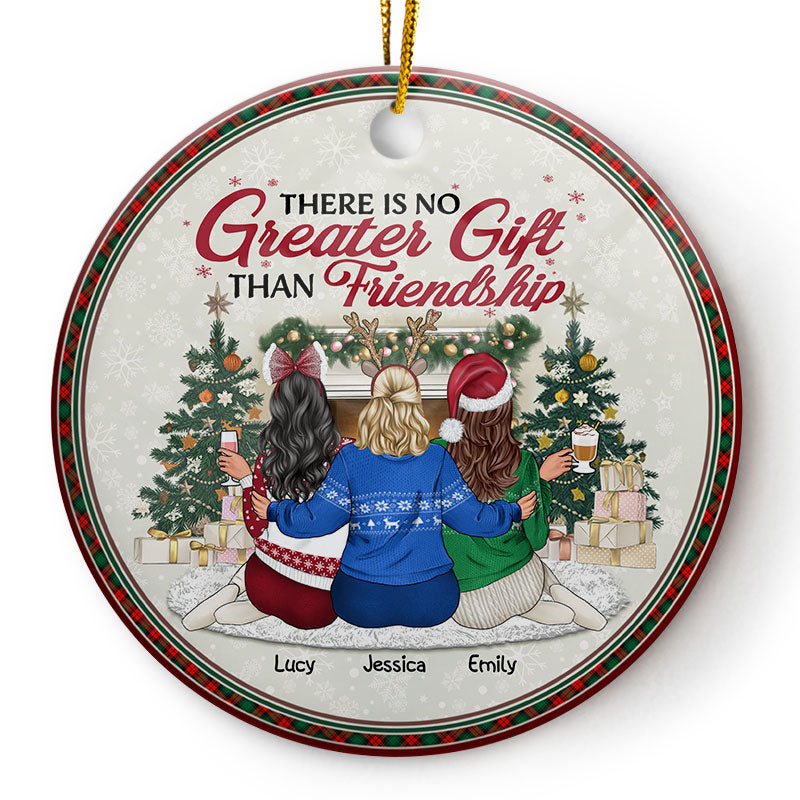 Best Friends There Is No Greater Gift Than Friendship - Christmas Gift For BFF - Personalized Custom Circle Ceramic Ornament