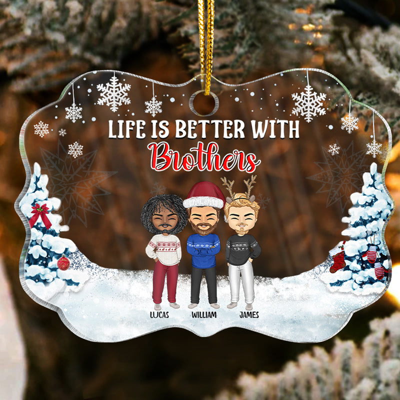 Life Is Better With Sisters & Brothers - Christmas Gift For Siblings And Best Friends - Personalized Custom Medallion Acrylic Ornament