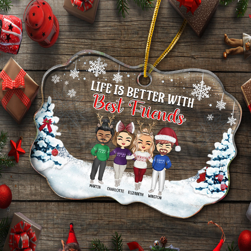 Life Is Better With Sisters & Brothers - Christmas Gift For Siblings And Best Friends - Personalized Custom Medallion Acrylic Ornament