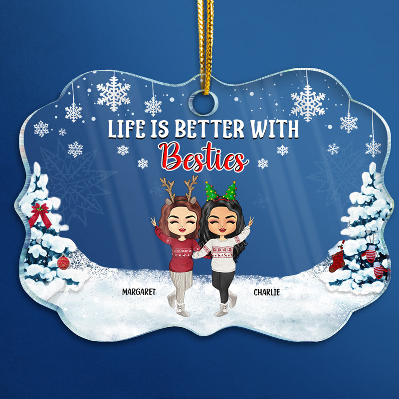 Life Is Better With Sisters & Brothers - Christmas Gift For Siblings And Best Friends - Personalized Custom Medallion Acrylic Ornament