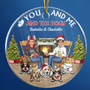 Christmas Couple You & Me And The Pets - Gift For Dog Lovers And Cat Lovers - Personalized Custom Circle Acrylic Ornament