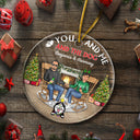 Christmas Couple You & Me And The Pets - Gift For Dog Lovers And Cat Lovers - Personalized Custom Circle Acrylic Ornament