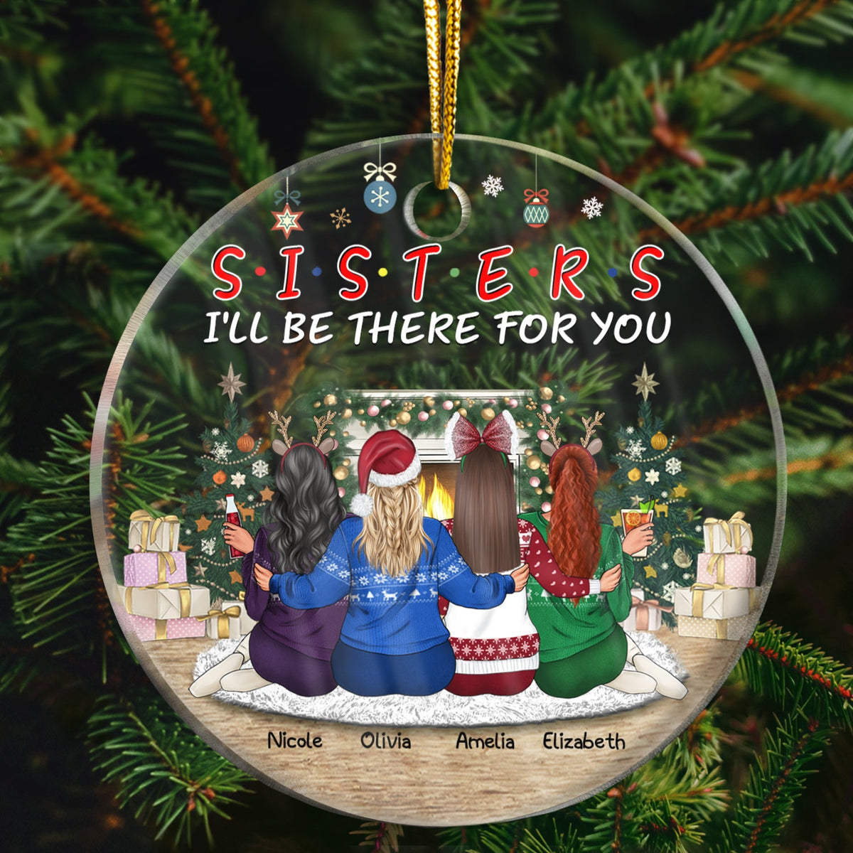 Besties I'll Be There For You - Christmas Gift For BFF And Sisters - Personalized Custom Circle Acrylic Ornament