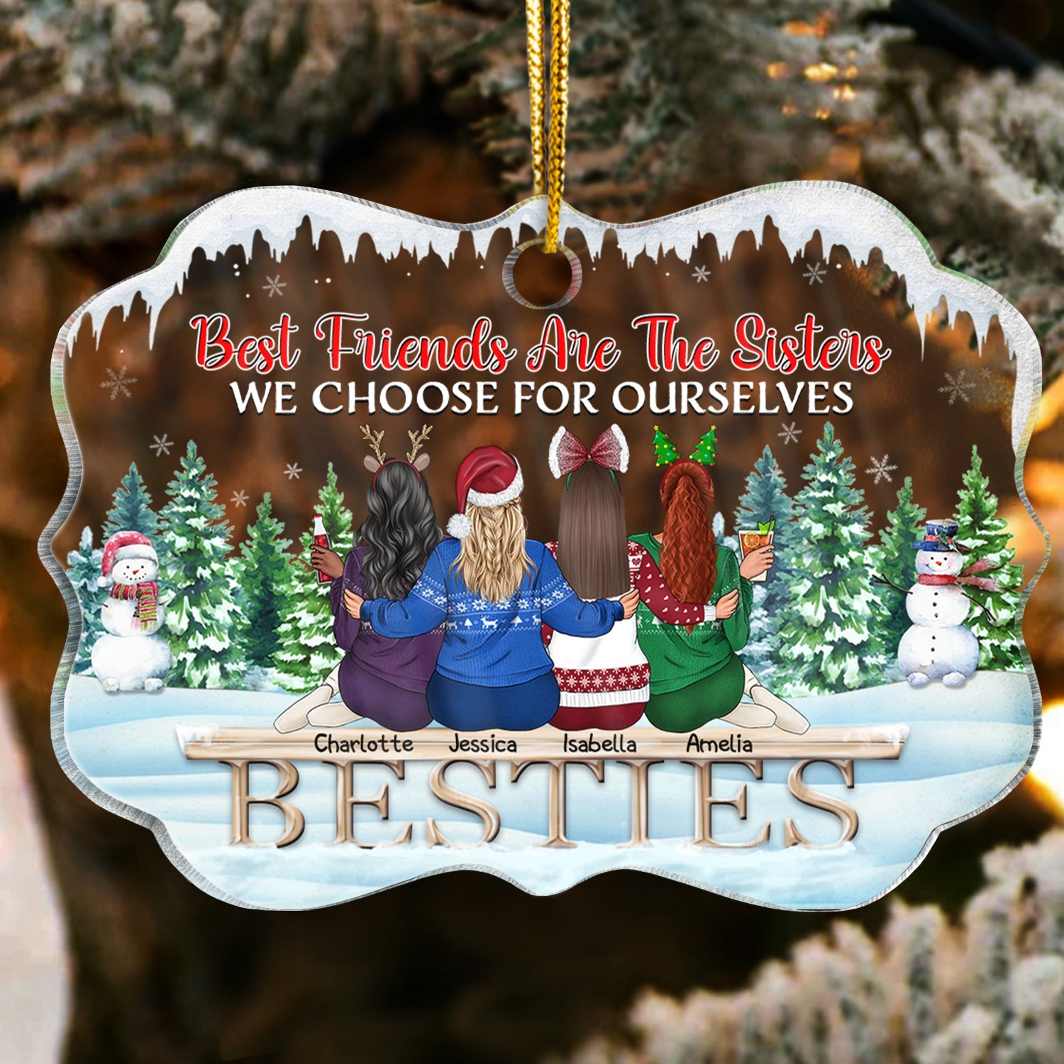 Best Friends There Is No Greater Gift Than Friendship - Christmas Gift For BFF - Personalized Custom Medallion Acrylic Ornament