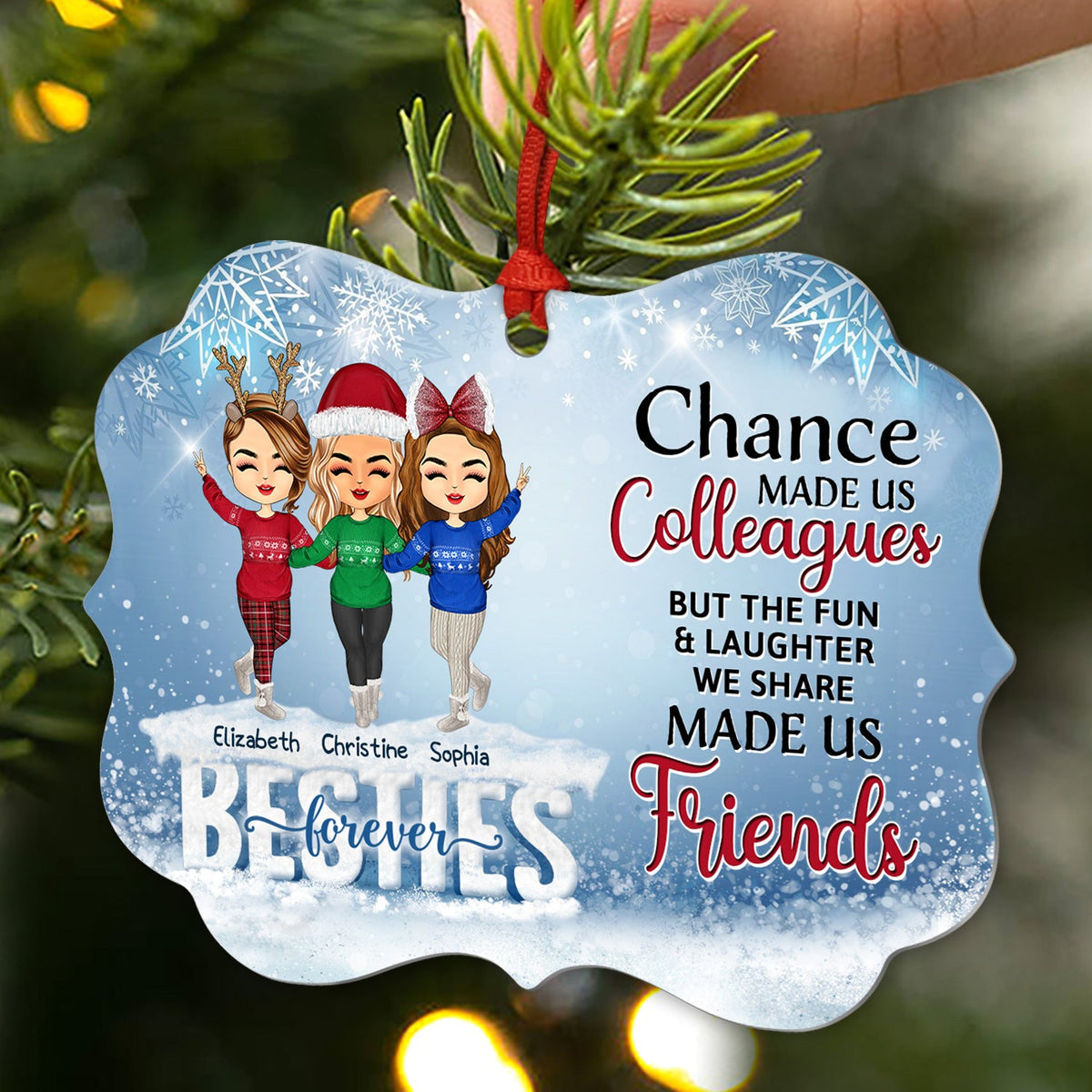 Work Made Us Colleagues But Our Potty Mouths - Christmas Gift For Co-worker And BFF - Personalized Custom Aluminum Ornament