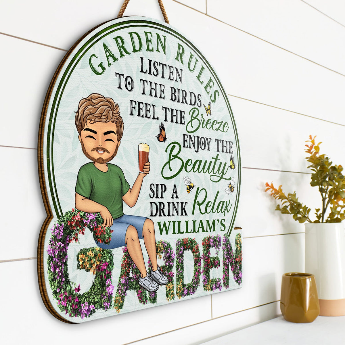 And Into The Garden I Go - Beware A Crazy Plant Lady Lives Here - Birthday, Housewarming Gift For Her, Him, Gardener, Outdoor Decor - Personalized Custom Shaped Wood Sign