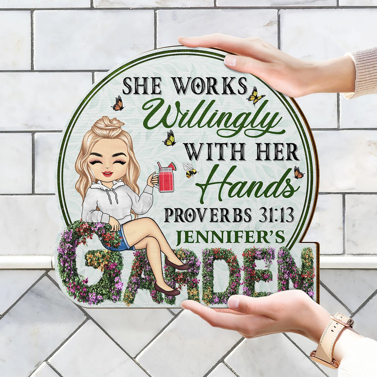 And Into The Garden I Go - Beware A Crazy Plant Lady Lives Here - Birthday, Housewarming Gift For Her, Him, Gardener, Outdoor Decor - Personalized Custom Shaped Wood Sign