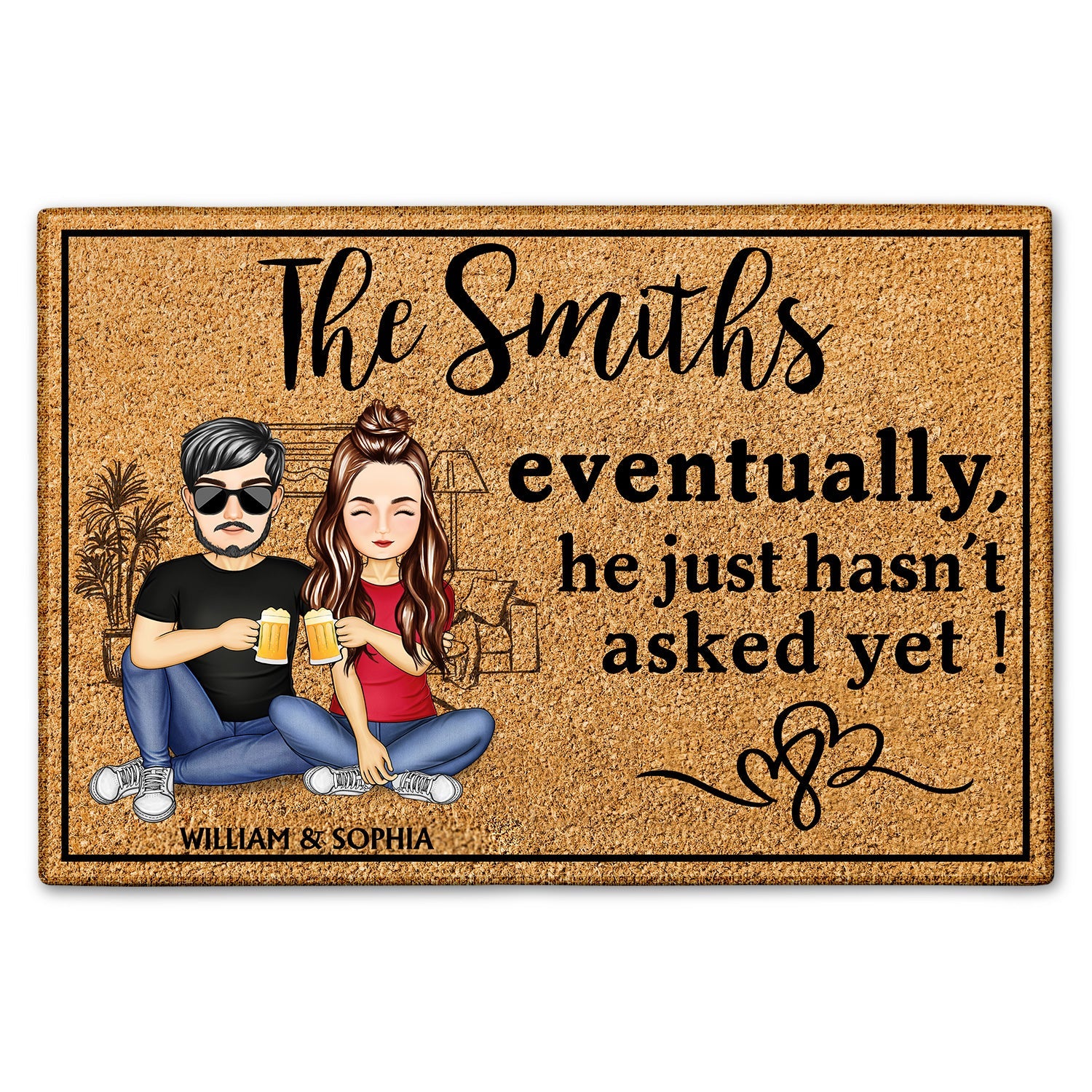 Family Couple Eventually He Just Hasn‘t Asked Yet - Gift For Couples - Personalized Custom Doormat