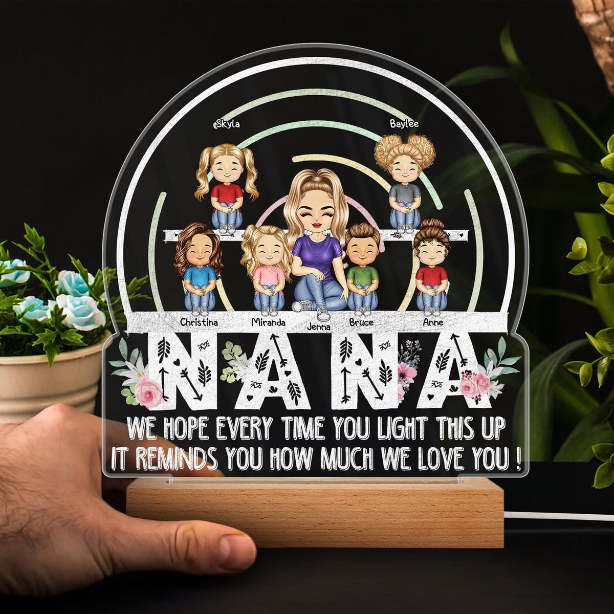 We Hope Every Time You Light This Up - Birthday, Loving Gift For Mom, Mother, Grandma, Grandmother - Personalized Custom 3D Led Light Wooden Base