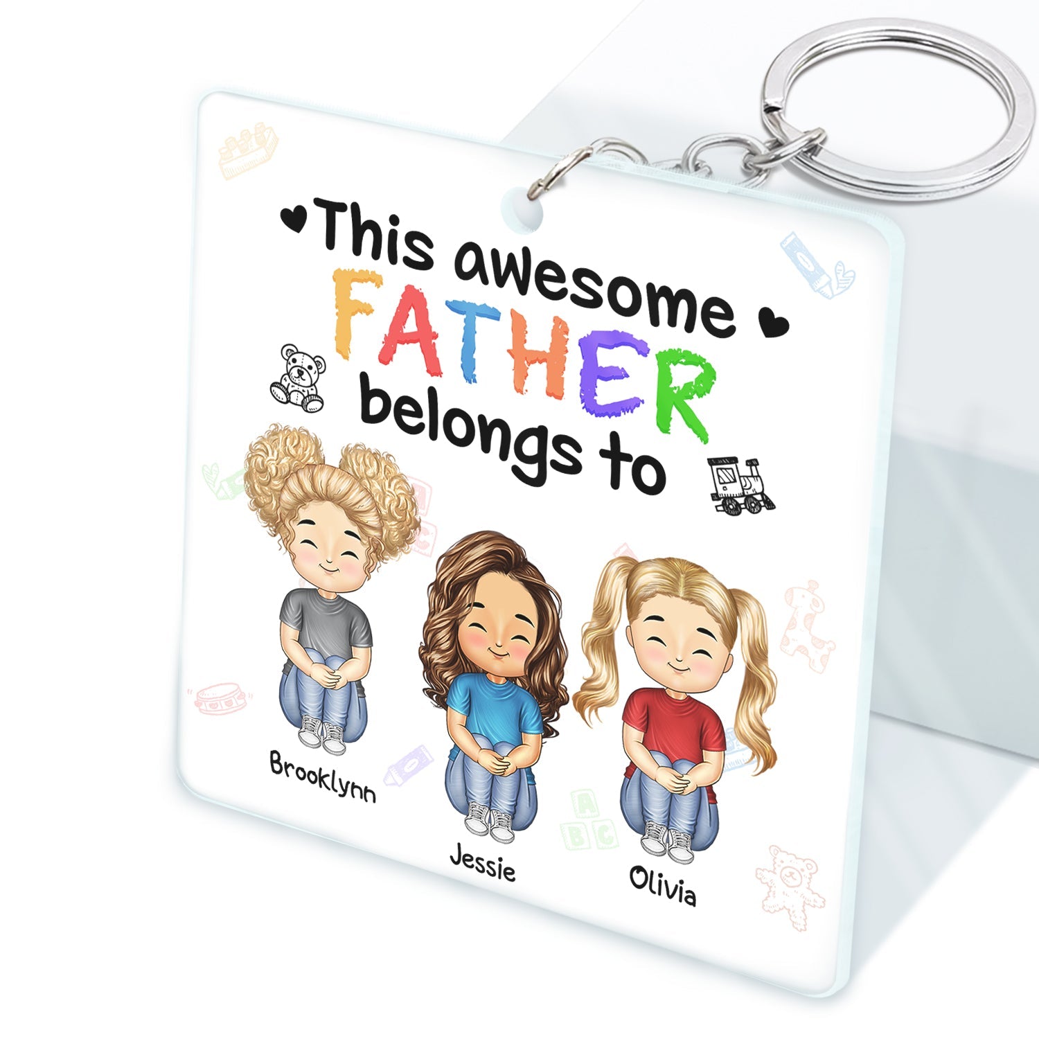 This Awesome Daddy Mommy Belongs To - Loving Gift For Mother, Father, Grandma, Grandpa - Personalized Custom Acrylic Keychain