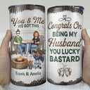 Congrats On Being My Husband - Loving Gift For Couples - Personalized Custom 4 In 1 Can Cooler Tumbler