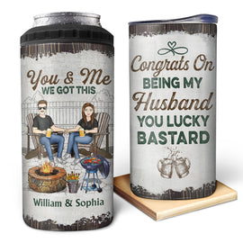 Congrats On Being My Husband - Loving Gift For Couples - Personalized Custom 4 In 1 Can Cooler Tumbler