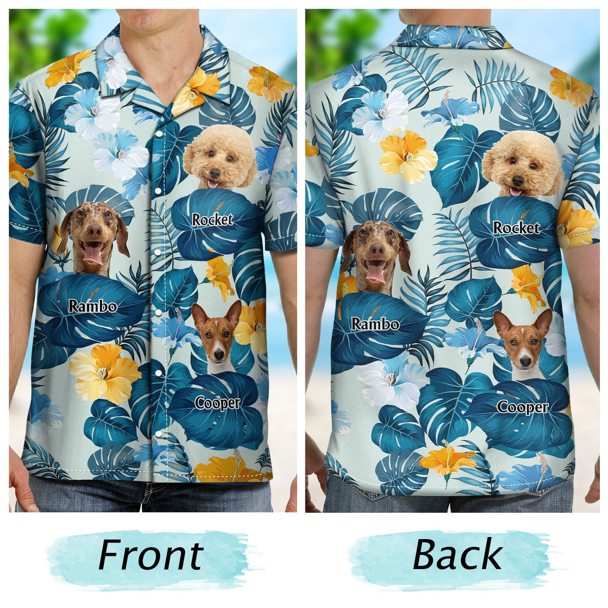 Custom Photo Funny Family Pet Face - Gift For Men, Best Friends, Siblings, Dog And Cat Lovers - Personalized Custom Hawaiian Shirt