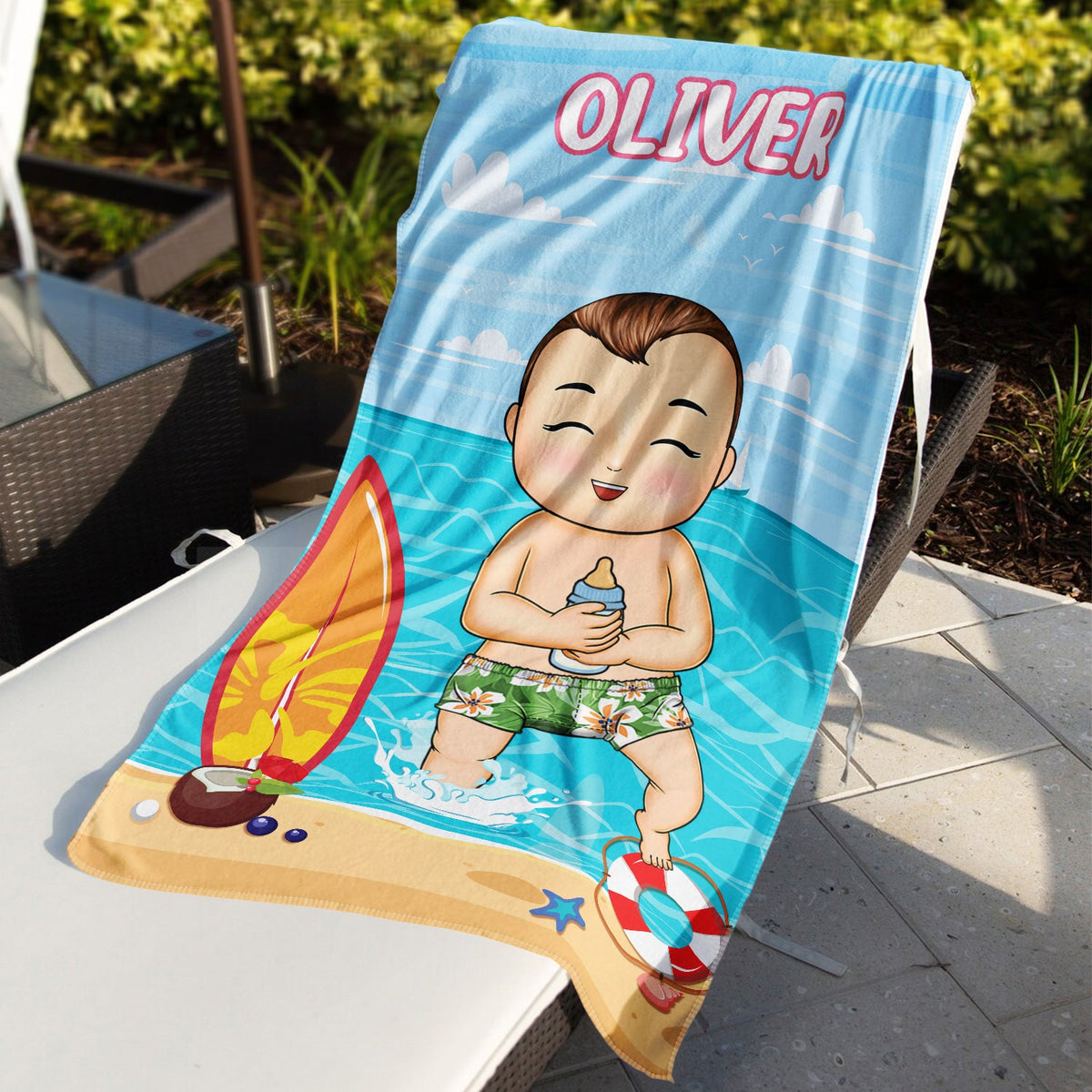 Kids On The Beach Sand Pool - Gift For Children, Grandkids - Personalized Custom Beach Towel