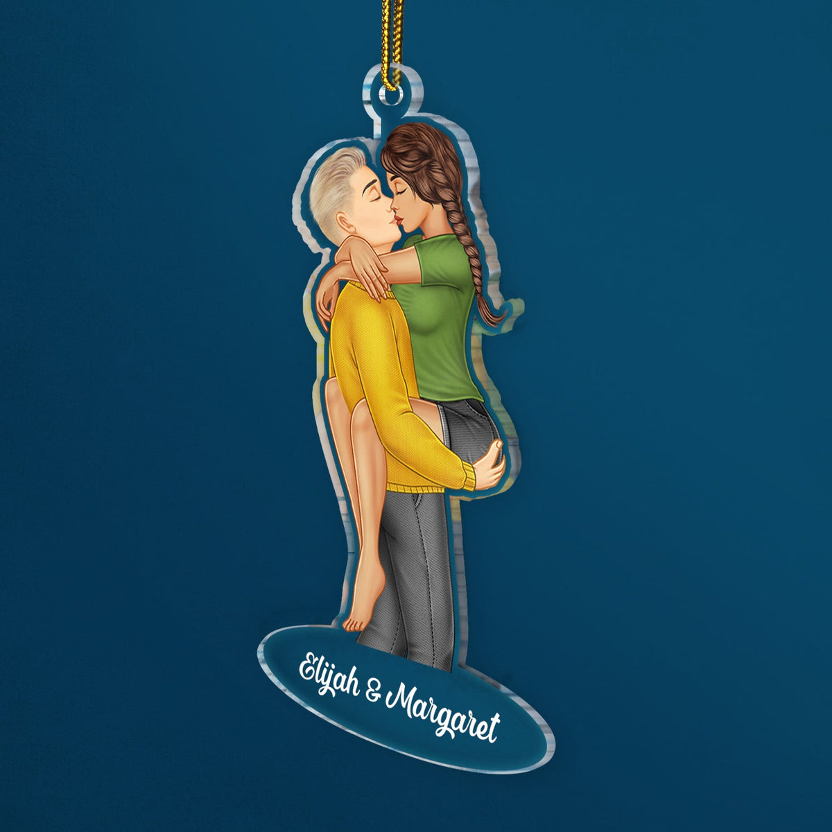 Couple Kissing Style 2 - Christmas Gift For Lover, Husband, Wife, Couples - Personalized Cutout Acrylic Ornament