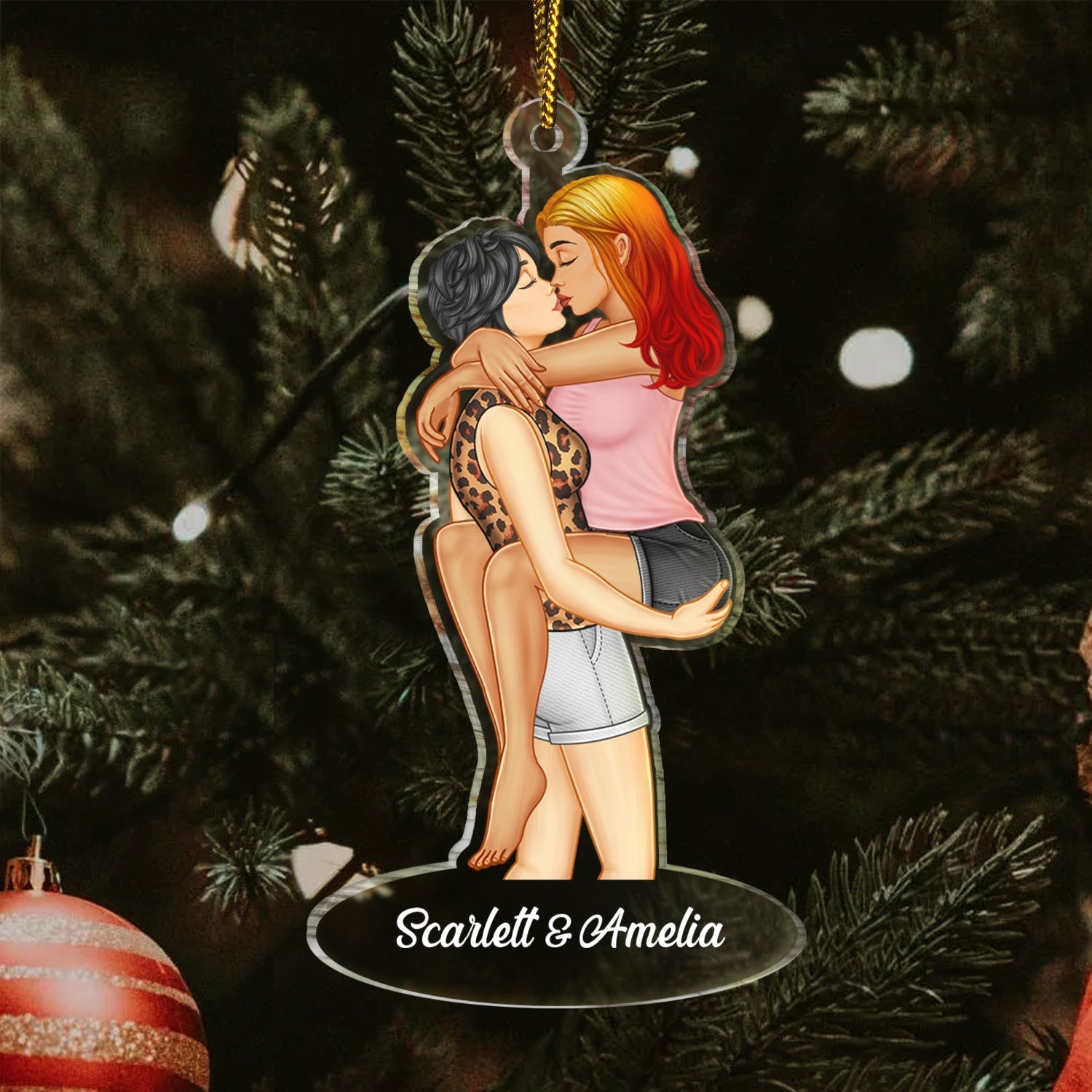 Couple Kissing Style 2 - Christmas Gift For Lover, Husband, Wife, Couples - Personalized Cutout Acrylic Ornament