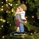 Couple Kissing Style 2 - Christmas Gift For Lover, Husband, Wife, Couples - Personalized Cutout Acrylic Ornament