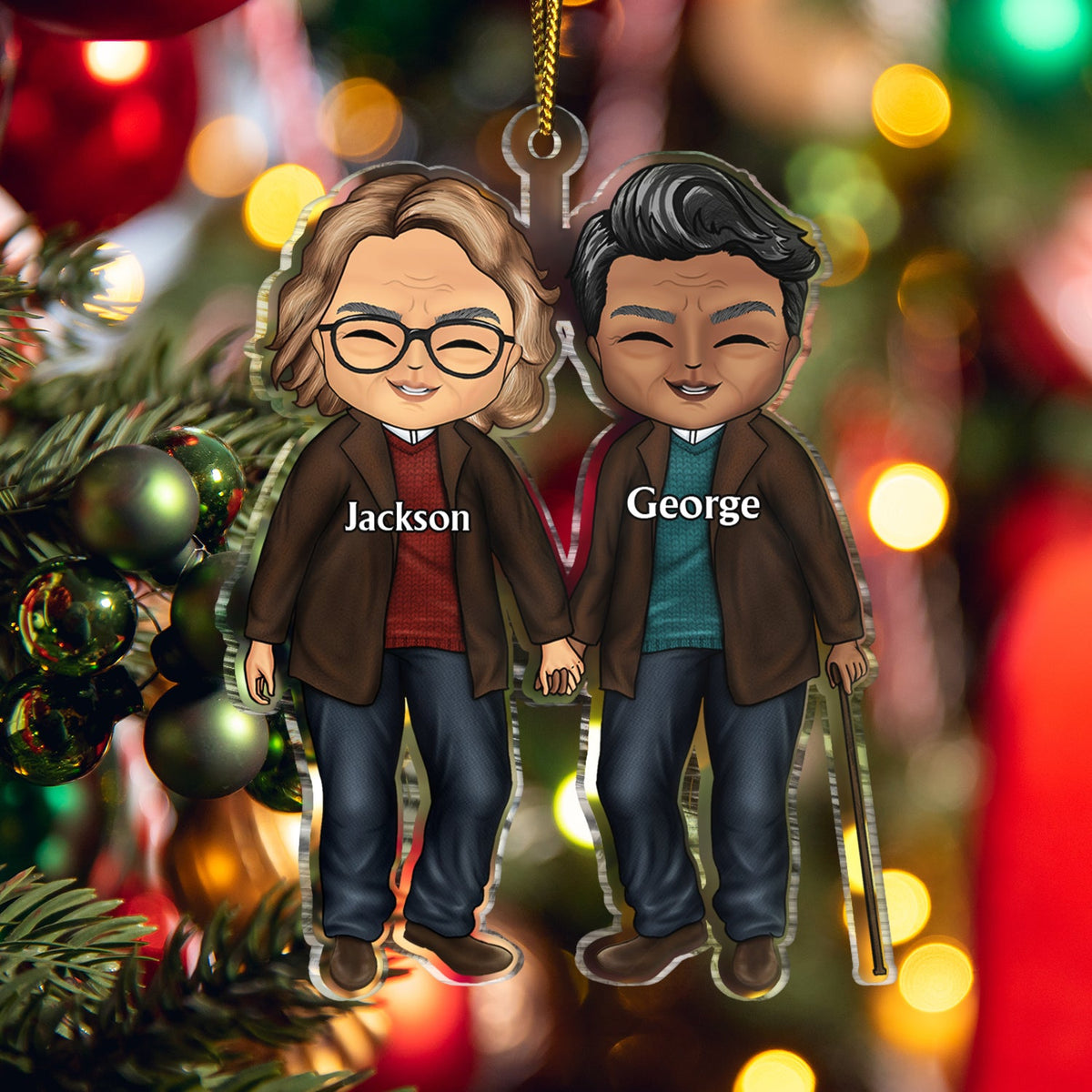 Couple Walking - Christmas Gift For Lover, Husband, Wife, Couples - Personalized Cutout Acrylic Ornament