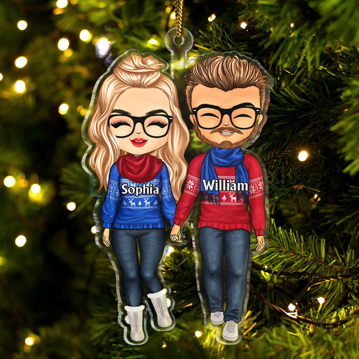 Couple Walking - Christmas Gift For Lover, Husband, Wife, Couples - Personalized Cutout Acrylic Ornament