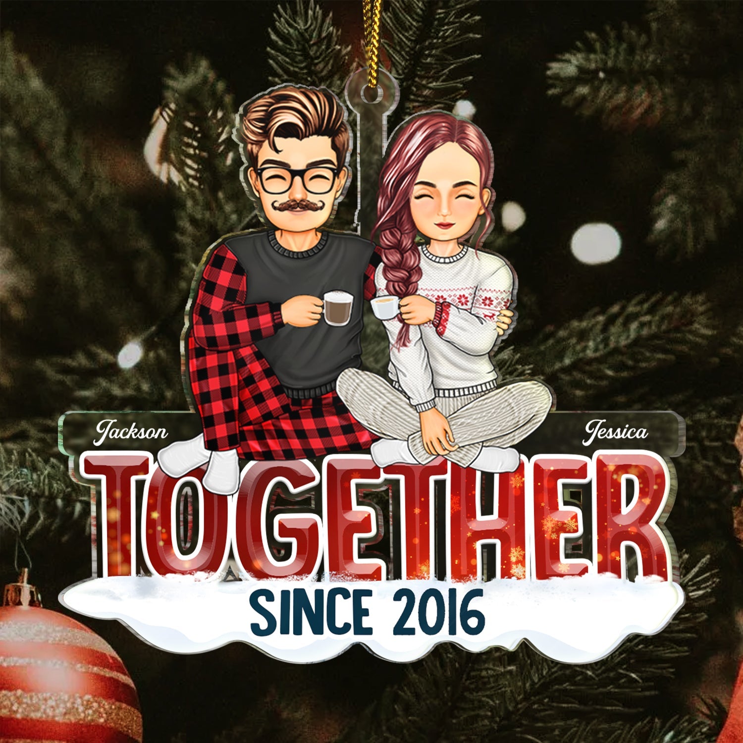 Together Since - Christmas Gift For Couples - Personalized Cutout Acrylic Ornament