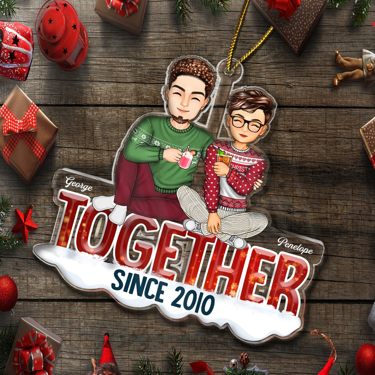 Together Since - Christmas Gift For Couples - Personalized Cutout Acrylic Ornament