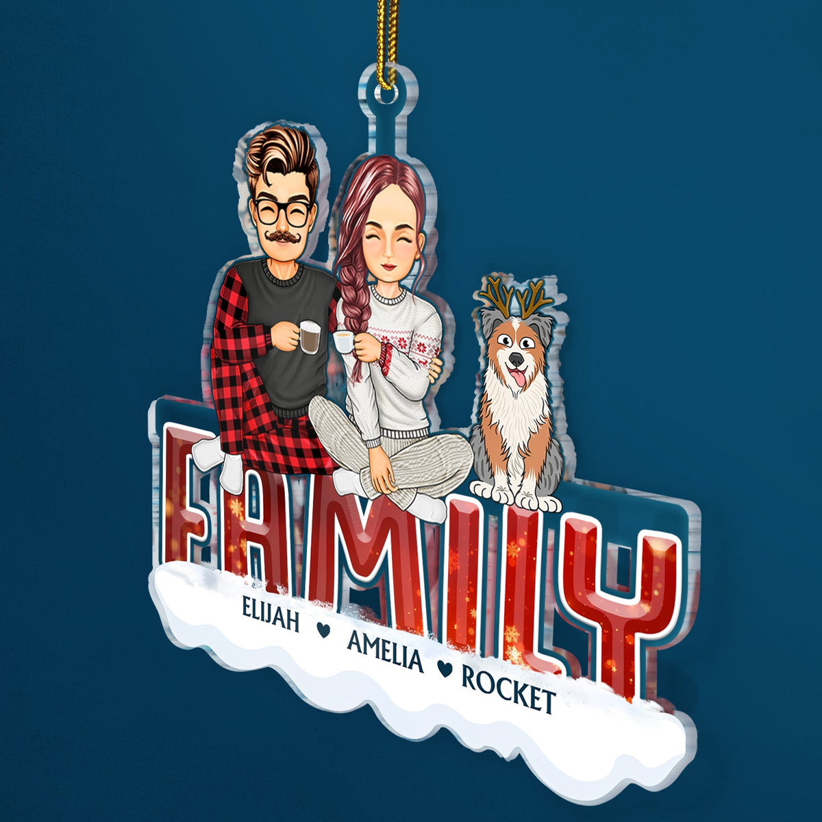 Funny Family - Christmas Gift For Couples, Family, Parents, Pet Lovers - Personalized Cutout Acrylic Ornament