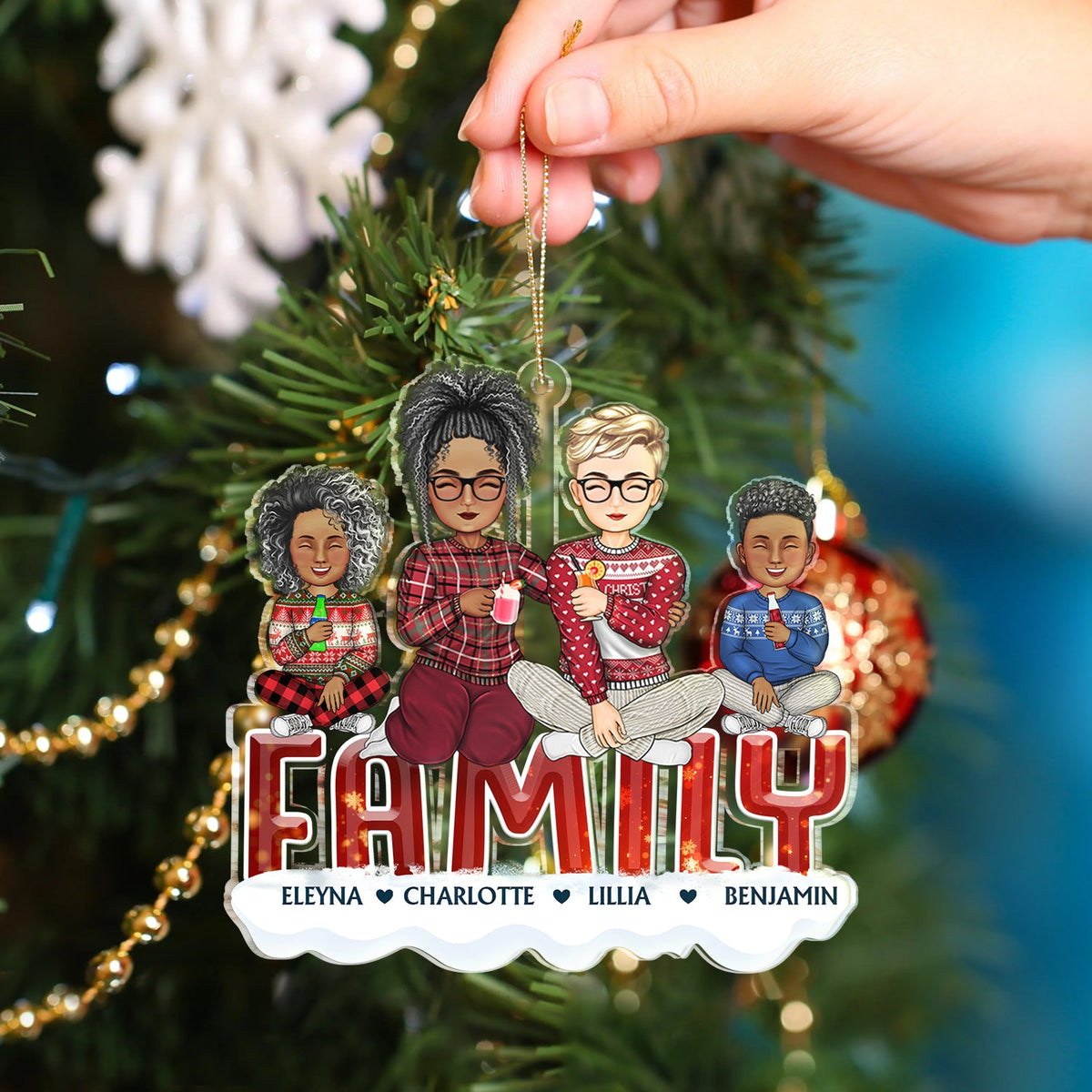 Funny Family - Christmas Gift For Couples, Family, Parents, Pet Lovers - Personalized Cutout Acrylic Ornament