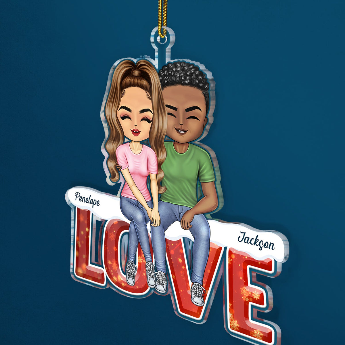 Love Husband And Wife - Christmas Gift For Couples - Personalized Cutout Acrylic Ornament