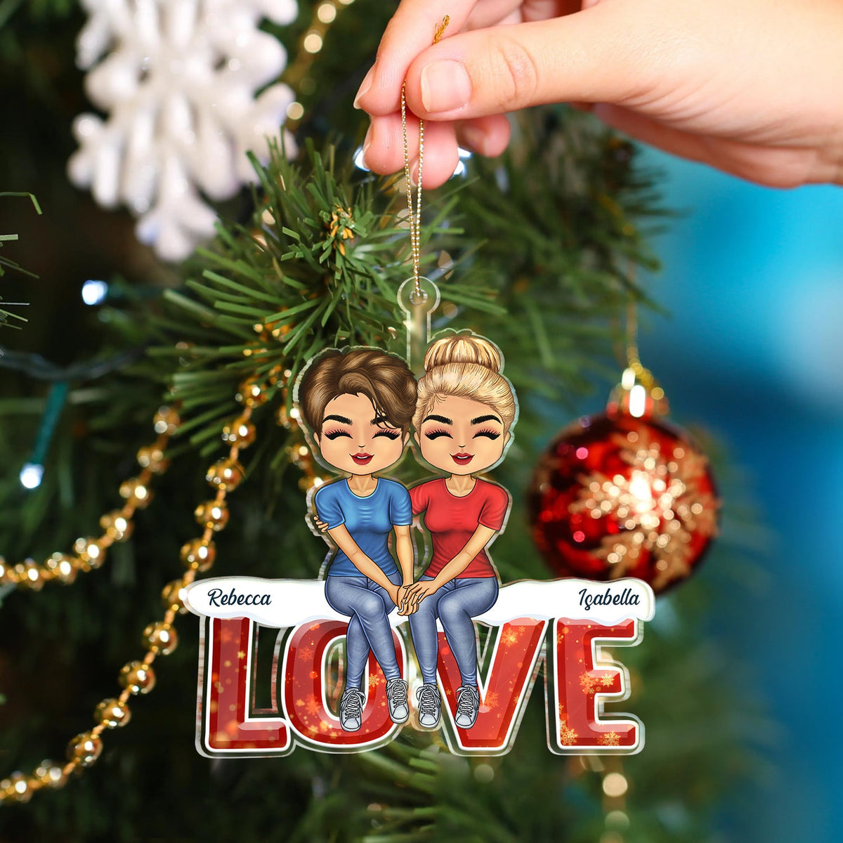 Love Husband And Wife - Christmas Gift For Couples - Personalized Cutout Acrylic Ornament