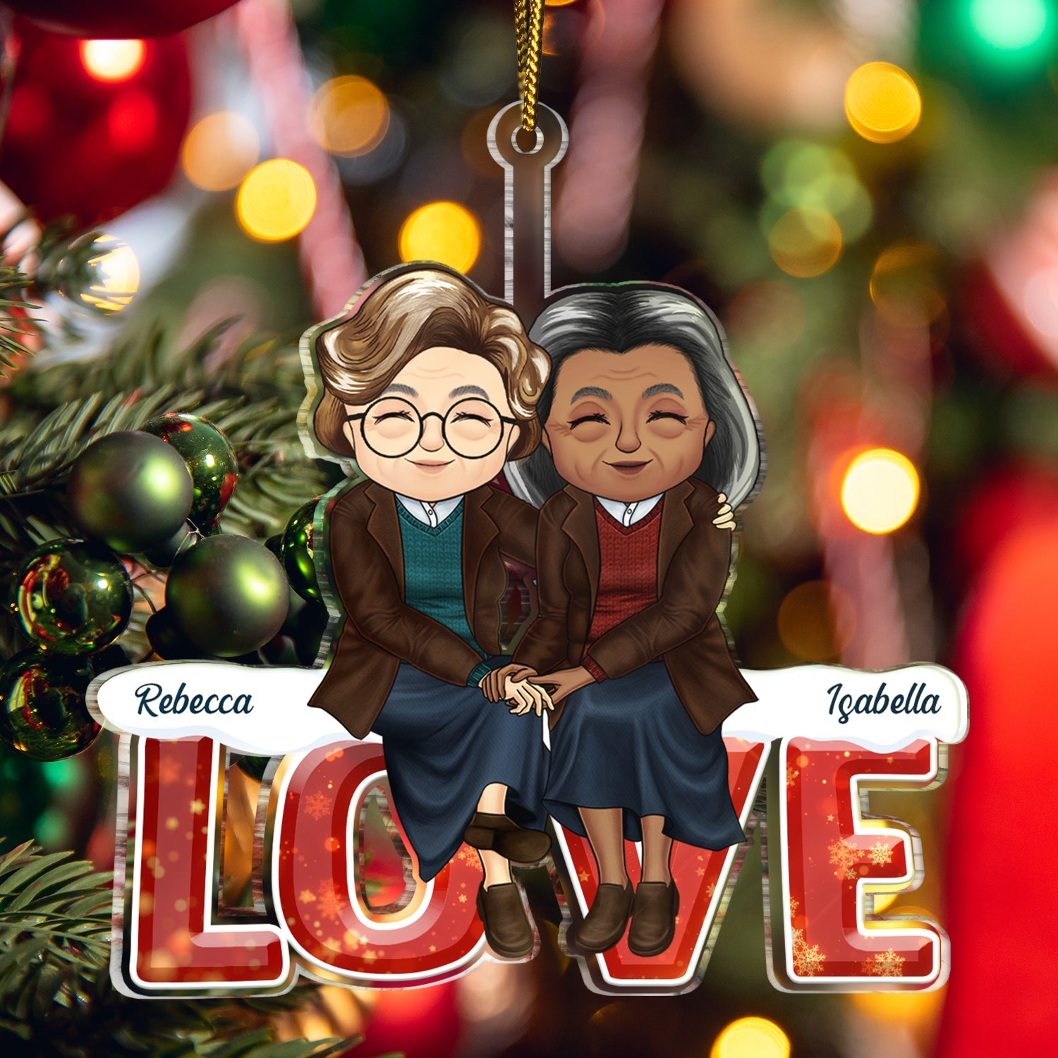 Love Husband And Wife - Christmas Gift For Couples - Personalized Cutout Acrylic Ornament