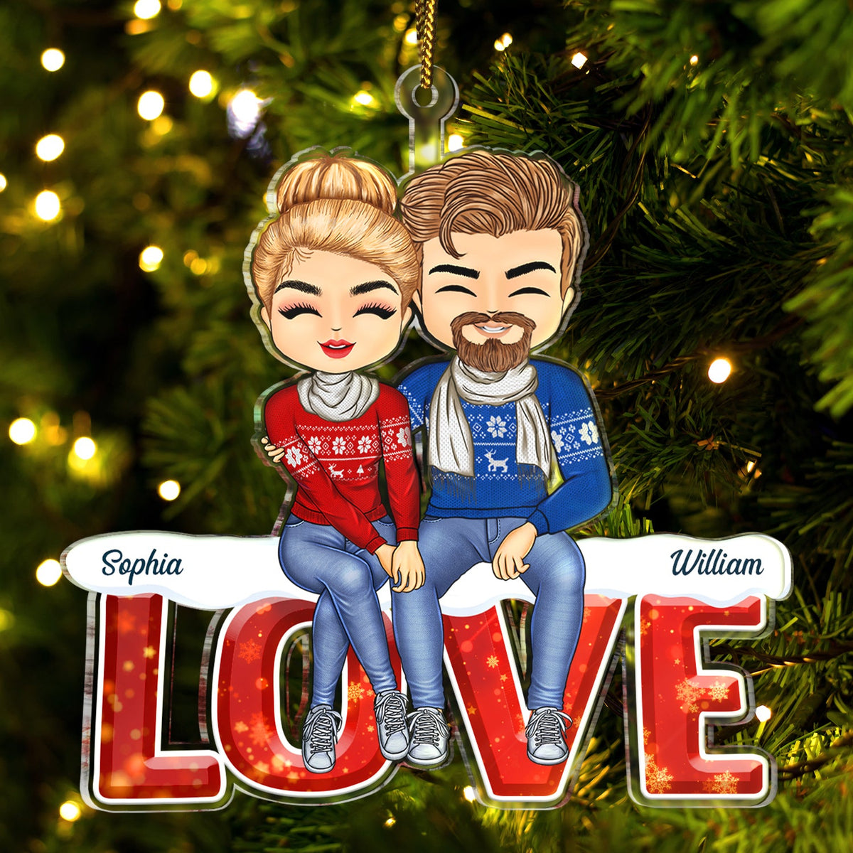 Love Husband And Wife - Christmas Gift For Couples - Personalized Cutout Acrylic Ornament