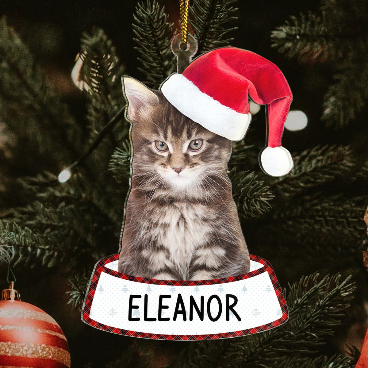 Custom Photo Funny Dog Cat - Christmas Gift For Pet Lovers - Personalized Cutout Acrylic Ornament