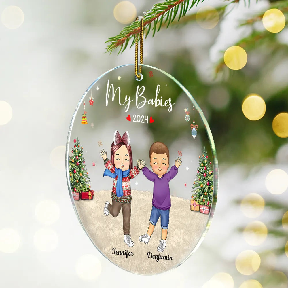 Happy Our Grandkids - Christmas Gift For Grandparents, Parents, Family - Personalized Circle Acrylic Ornament