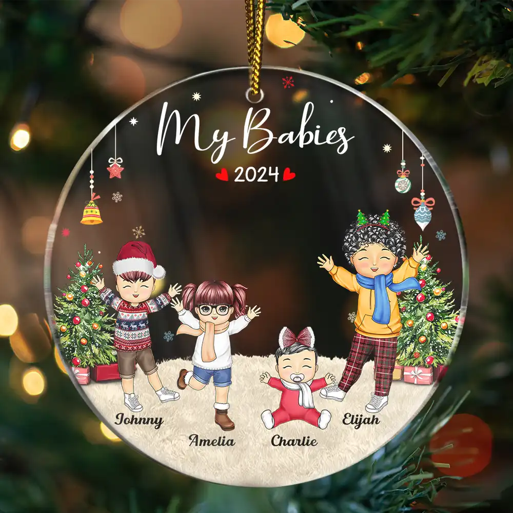 Happy Our Grandkids - Christmas Gift For Grandparents, Parents, Family - Personalized Circle Acrylic Ornament