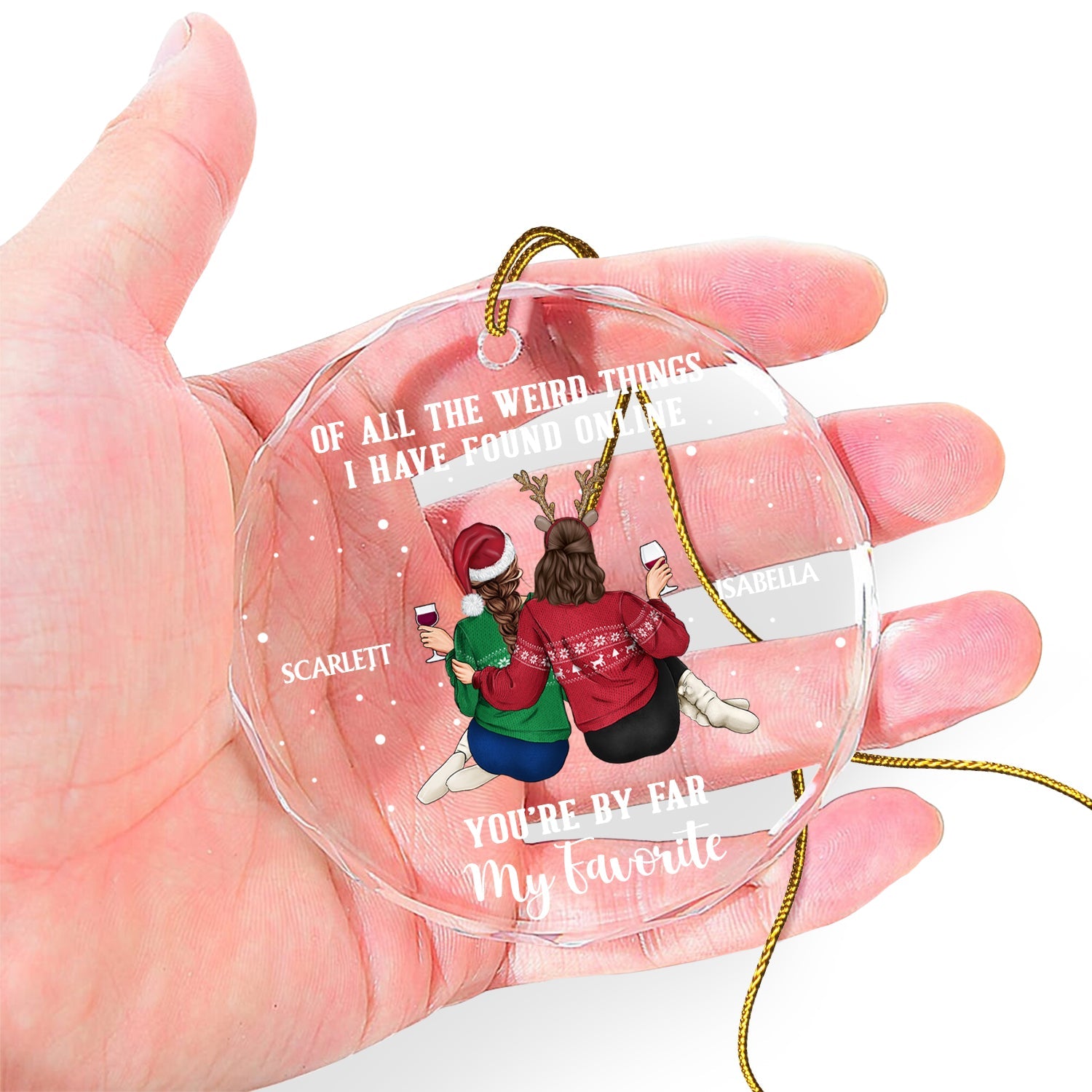 Of All The Weird Things - Christmas Gift For Couples, Husband, Wife - Personalized Circle Glass Ornament