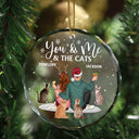 You And Me And The Dogs - Anniversary, Loving Gift For Couples, Dog Lovers, Cat Lovers, Pet Lovers - Personalized Circle Glass Ornament