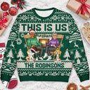 This Is Us Couple And Dogs Cats - Christmas Gift For Pet Lovers And Family - Personalized Unisex Ugly Sweater