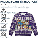 This Is Us Couple And Dogs Cats - Christmas Gift For Pet Lovers And Family - Personalized Unisex Ugly Sweater