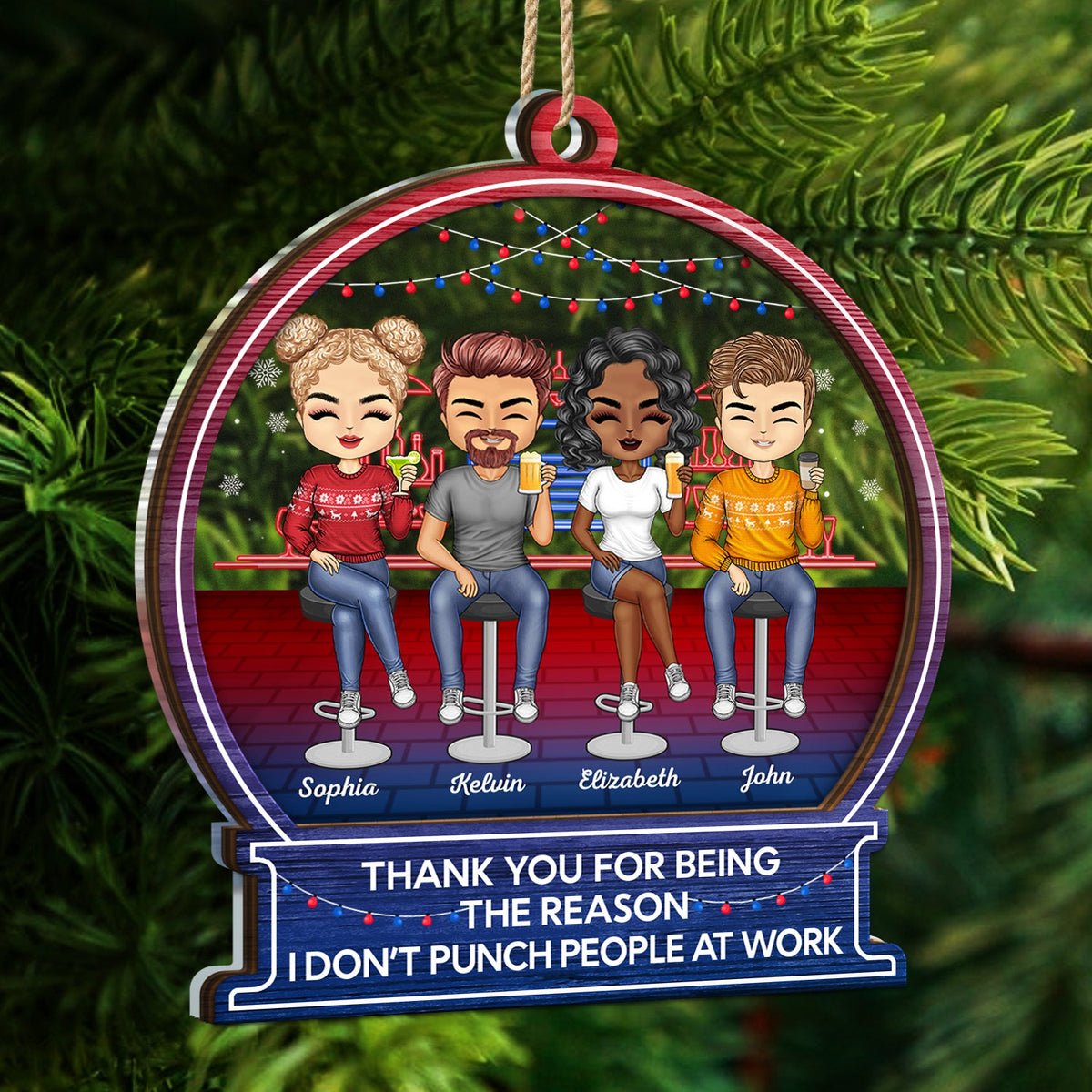 Thank You For Being The Reason - Christmas Gift For Bestie, Colleague - Personalized 2-Layered Mix Ornament